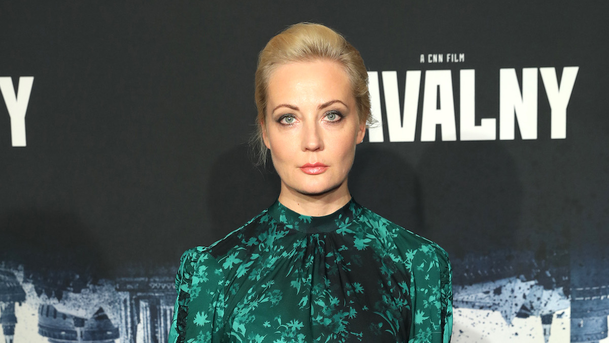 Yulia Navalny wearing an emerald green dress at the "Navalny" New York Premiere at Walter Reade Theater on April 06, 2022 in New York City.