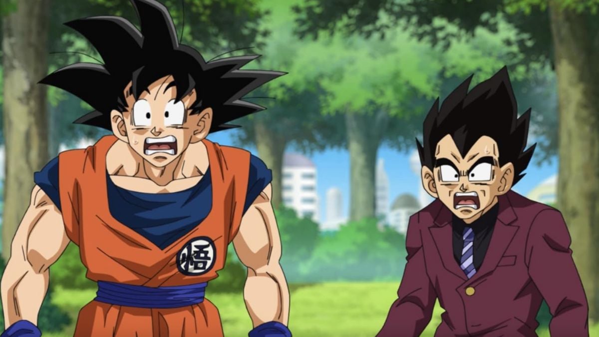 Goku and Vegeta surprised in 'Dragon Ball Super'