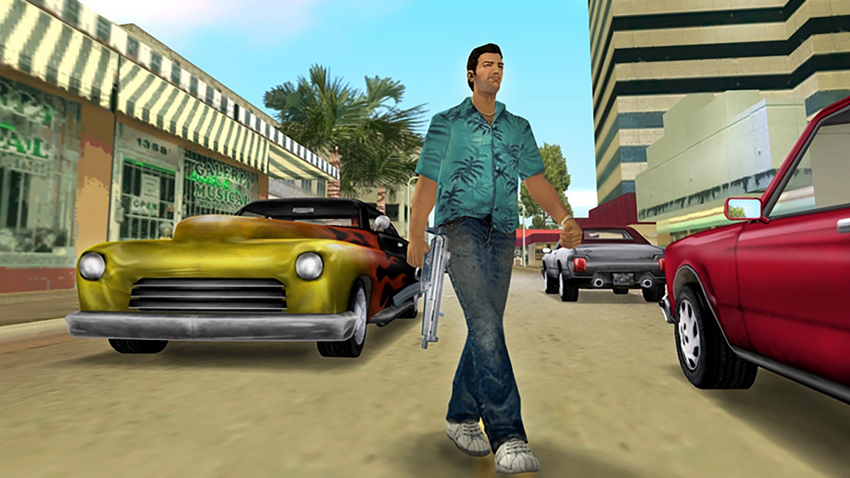Image of the game GTA: Vice City protagonist Tommy Vercetti, voiced by Ray Liotta