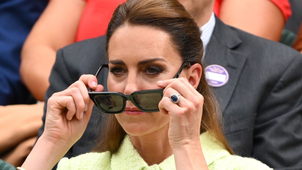 Catherine, Duchess of Cambridge attends day thirteen of the Wimbledon Tennis Championships at All England Lawn Tennis and Croquet Club on July 15, 2023 in London, England. (Photo by Karwai Tang/WireImage)
