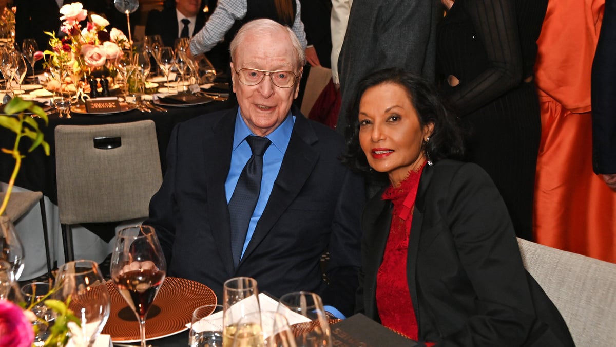Sir Michael Caine and Lady Shakira Caine attend the BFI Chairman's dinner where Christopher Nolan was awarded a BFI Fellowship at The Rosewood Hotel on February 14, 2024 in London, England. 