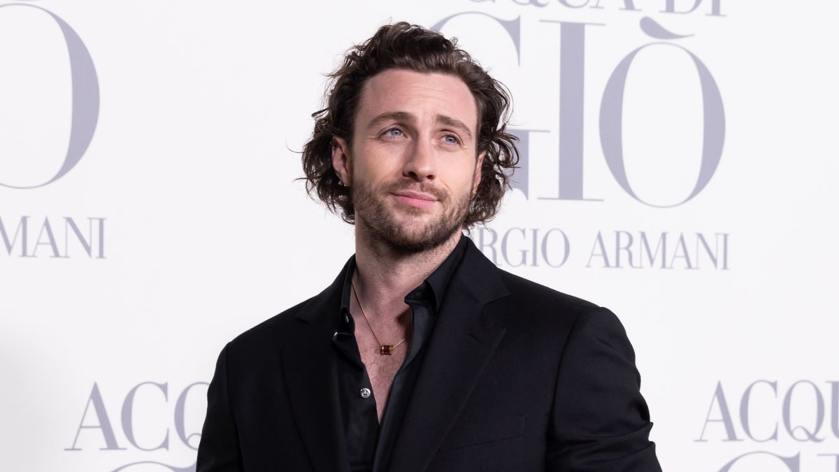 Aaron Taylor-Johnson attends the Madrid photocall for "ACQUA DI GIO" By Giorgio Armani at Matadero Madrid on March 07, 2024 in Madrid, Spain. (Photo by Aldara Zarraoa/Getty Images)