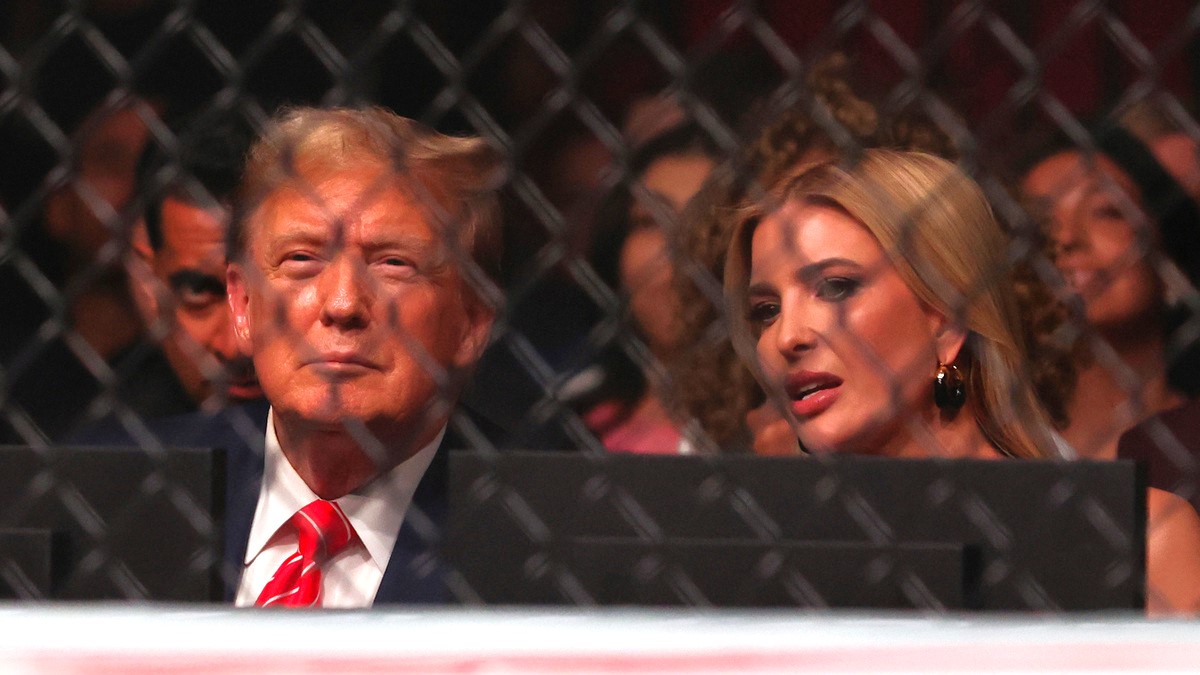 Former US President Donald Trump and Ivanka Trump attend UFC 299 at Kaseya Center on March 09, 2024 in Miami, Florida.