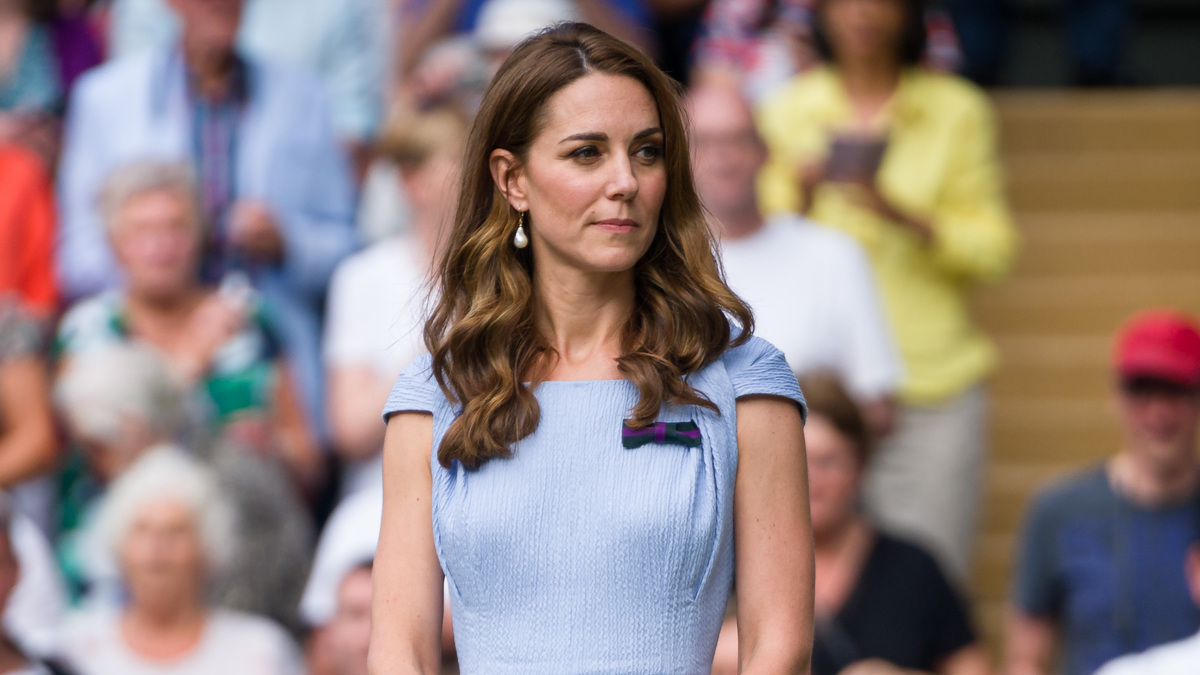 Catherine Duchess of Cambridge presents the winner trophy after the Men's Singles final between Novak Djokovic of Serbia and Roger Federer of Switzerland during Day thirteen of The Championships - Wimbledon 2019 at All England Lawn Tennis and Croquet Club on July 14, 2019 in London, England.