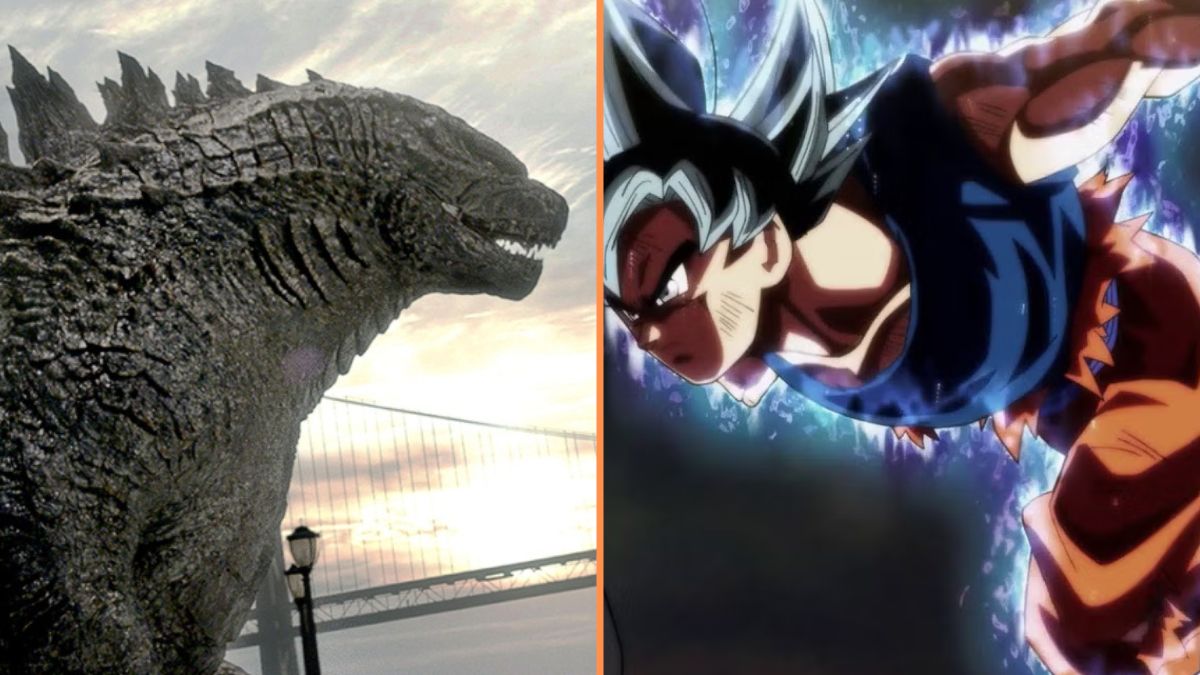 An featuring Goku faces Godzilla
