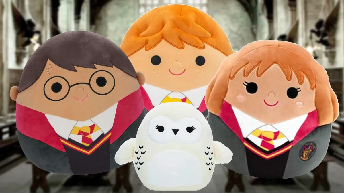 Harry Potter, Ron Weasley, Hermione Granger, and Hedwig Squishmallows