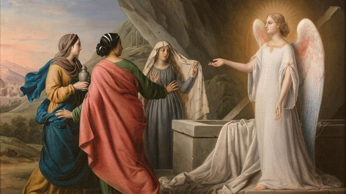 Part of the painting Les Saintes femmes au tombeau du Christ by Irma Martin