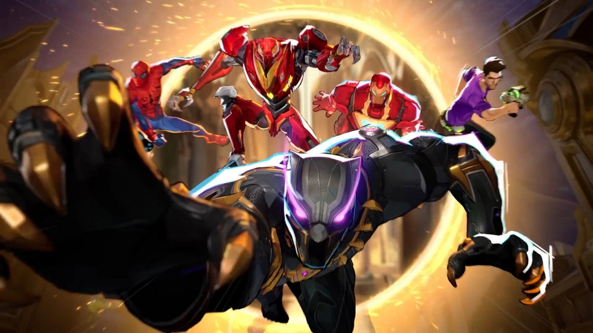 Black Panther leading a team of heroes in Marvel Rivals