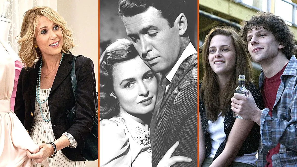 Images from the films 'Bridesmaids', 'It's A Wonderful Life', and 'Adventureland'.