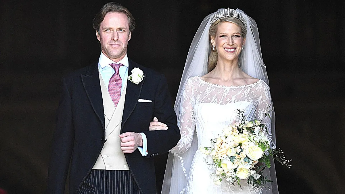 Lady Gabriella Windsor and Thomas Kingston leave after marrying in St George's Chapel on May 18, 2019 in Windsor, England. 