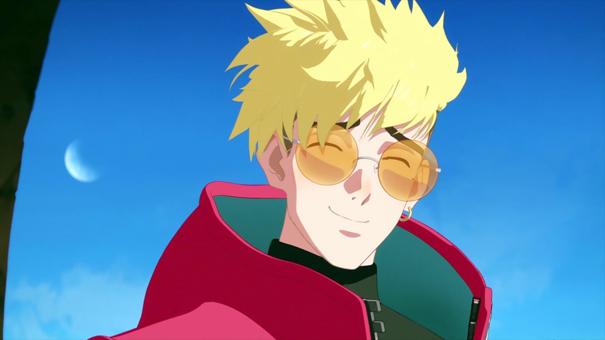 Vash smiling with the sky behind him in Trigun Stampede season 1