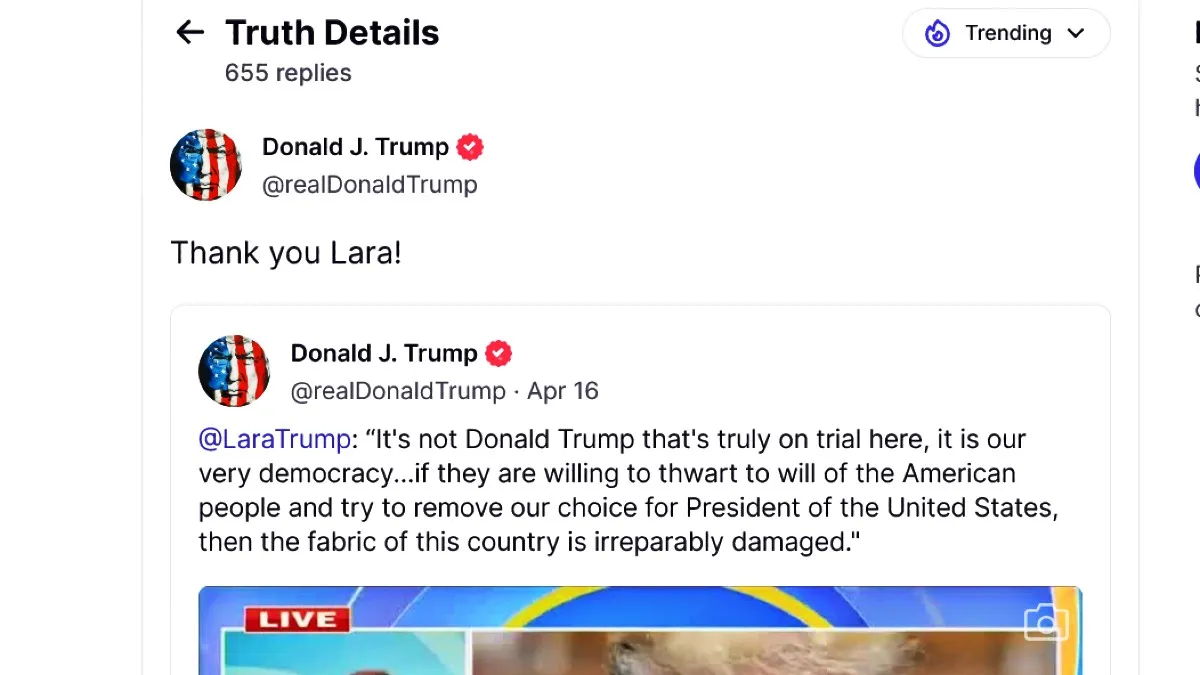 Donald Trump thanks Lara Trump