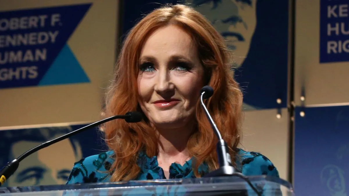 .K. Rowling accepts an award onstage during the Robert F. Kennedy Human Rights Hosts 2019 Ripple Of Hope Gala & Auction In NYC on December 12, 2019 in New York City. (Photo by Bennett Raglin/Getty Images for for Robert F. Kennedy Human Rights)