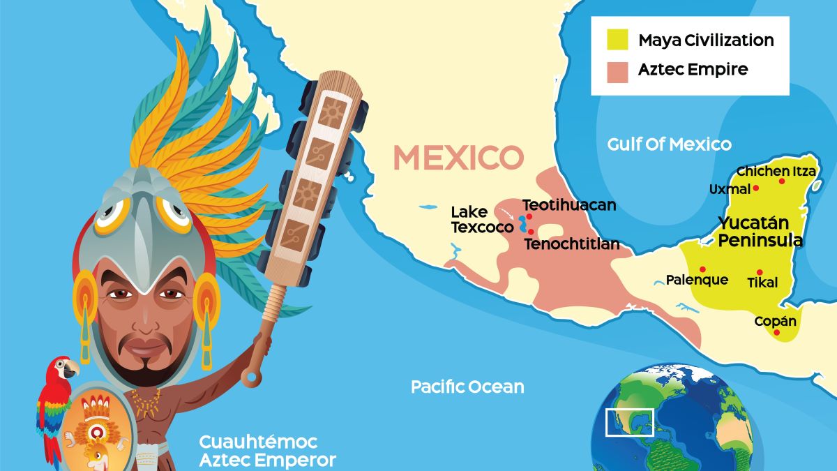 Aztec Empire and Mayan Civilization - Stock Illustration