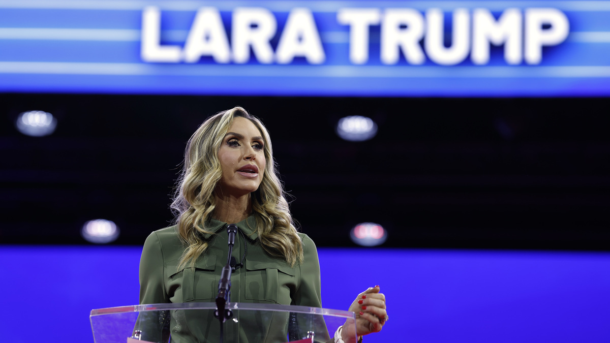 Lara Trump speaks during the Conservative Political Action Conference (CPAC) at Gaylord National Resort Hotel And Convention Center on February 22, 2024 in National Harbor, Maryland. Attendees descended upon the hotel outside of Washington DC to hear from conservative speakers from around the world who range from journalists, U.S. lawmakers, international leaders and businessmen. Republican presidential candidate and former U.S. President Donald Trump will deliver remarks to attendees on Saturday.