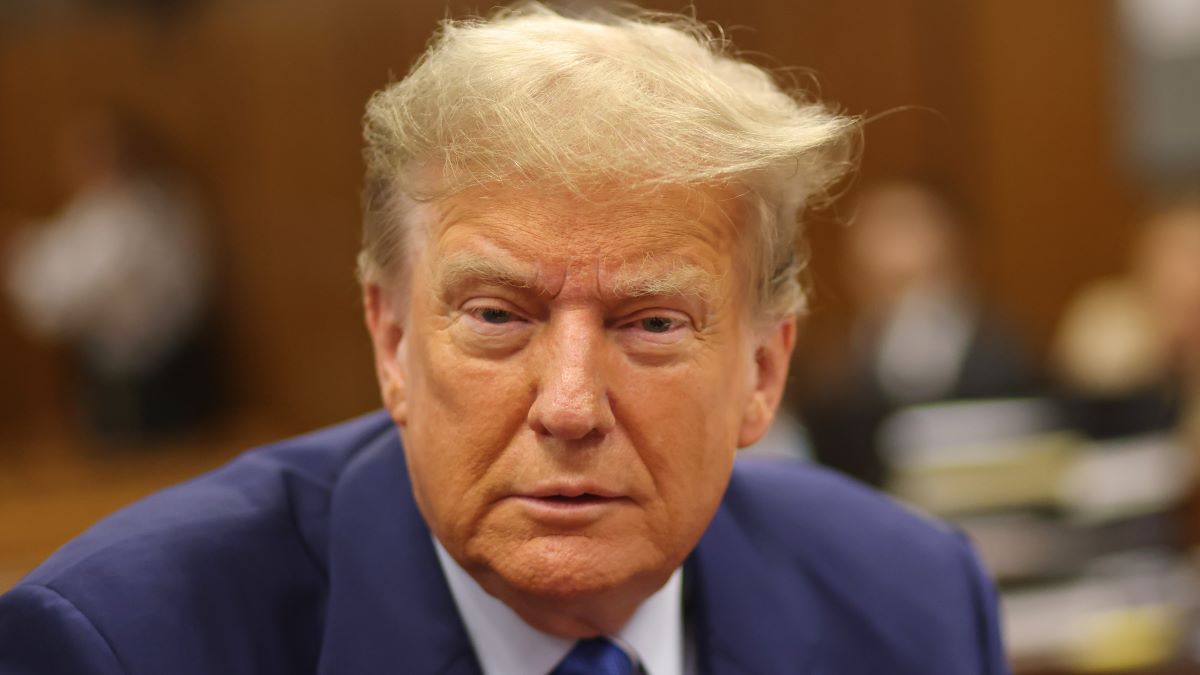 Former President Donald Trump sits in the courtroom during the second day of his criminal trial at Manhattan Criminal Court on April 16, 2024 in New York City. Jury selection continues in the criminal trial of the former president, who faces 34 felony counts of falsifying business records in the first of his criminal cases to go to trial. This is the first-ever criminal trial against a former president of the United States. (Photo by Michael M. Santiago/Getty Images)
