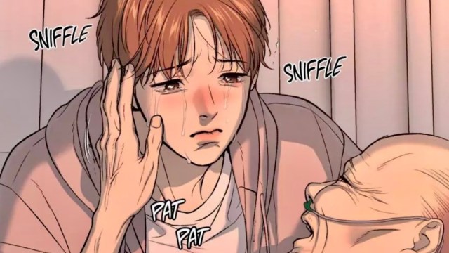 Kim Dan cries to his grandmother in chapter 53 of the manhwa/manga ‘Jinx’
