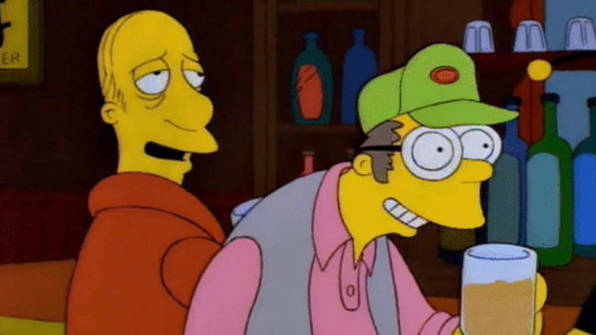 Larry and Sam drinking at Moe's tavern in The Simpsons