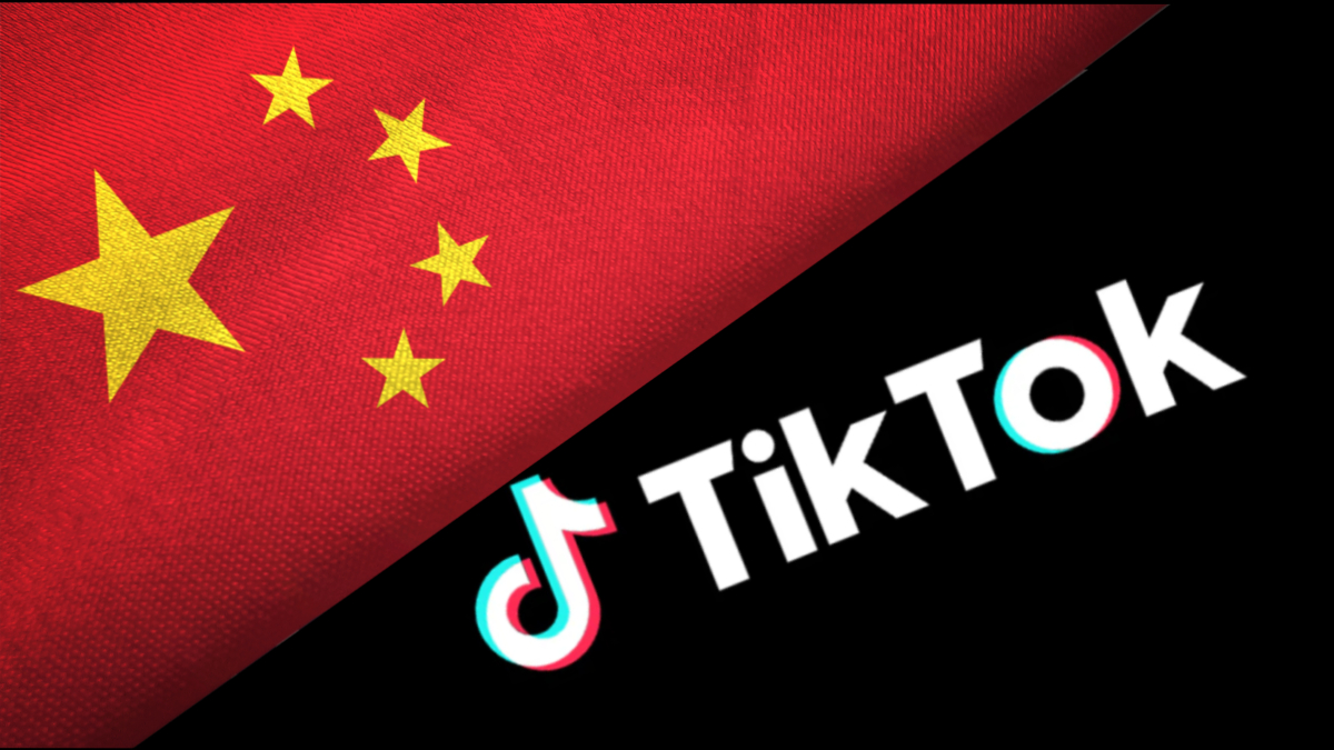 Chinese flag concealing TikTok logo