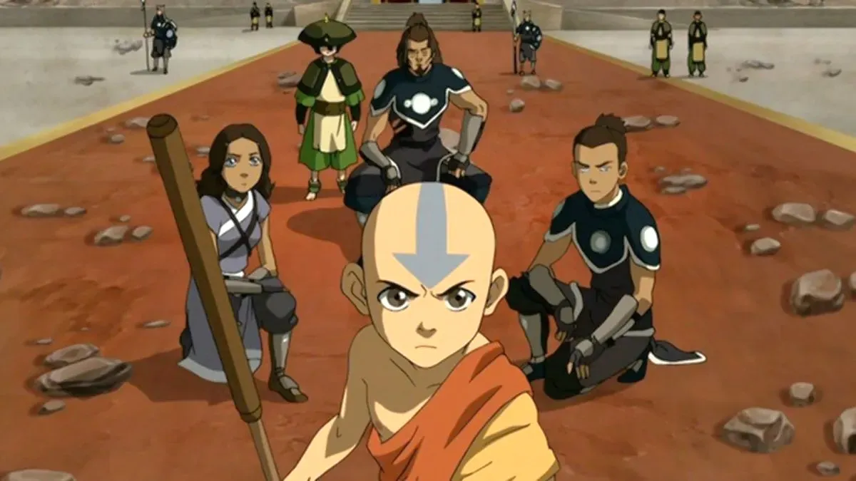 Aang, Katara, Sokka and friends in Avatar: The Last Airbender