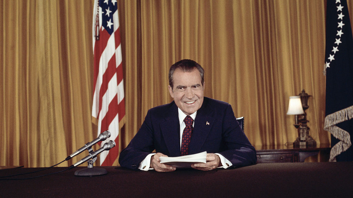 President Nixon, in a nationally televised address 8/15, asks for support against "those who would exploit Watergate in order to keep us from doing what we were elected to do." He also proclaimed his innocence of any complicity in the affair. Nixon posed for still photographers after the address, as no pictures were permitted during the telecast.