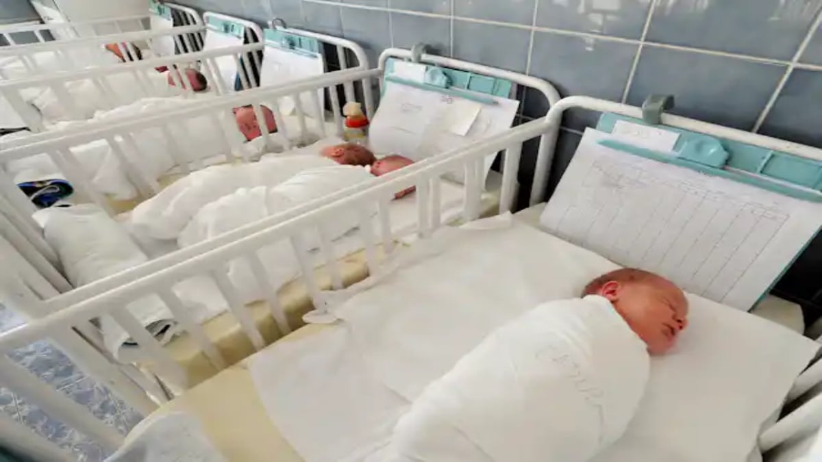 A group of babies in a nursery in the U.K.