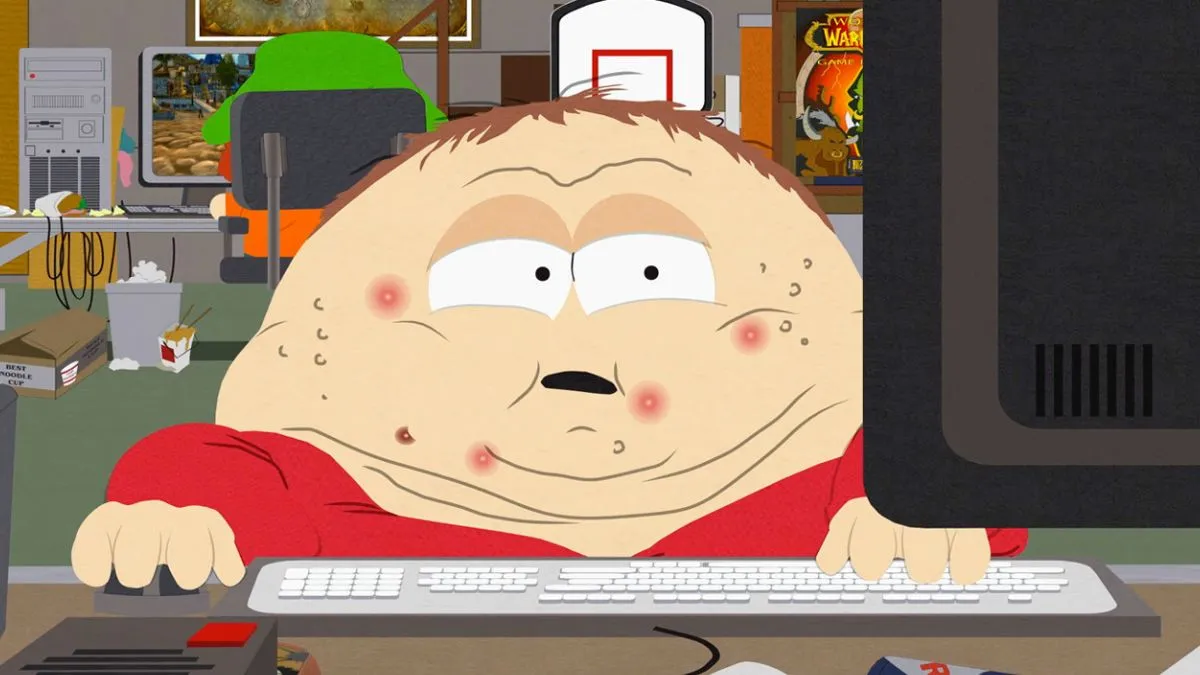 Cartman with pimples playing World of Warcraft in South Park
