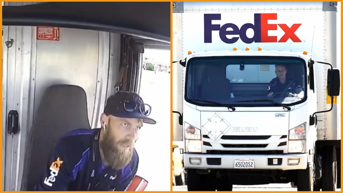 'This is why your packages were late': FedEx driver almost lives out a 'Final Destination' death scene when he hurtles out of delivery van