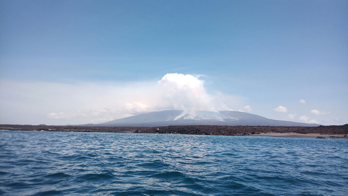 In this handout picture provided by Galapagos National Park a general view after the eruption of La Cumbre volcano on March 03, 2024 in Galapagos Islands, Ecuador. La Cumbre volcano, located on Fernandina Island of the archipelago, erupted on Saturday March 2.