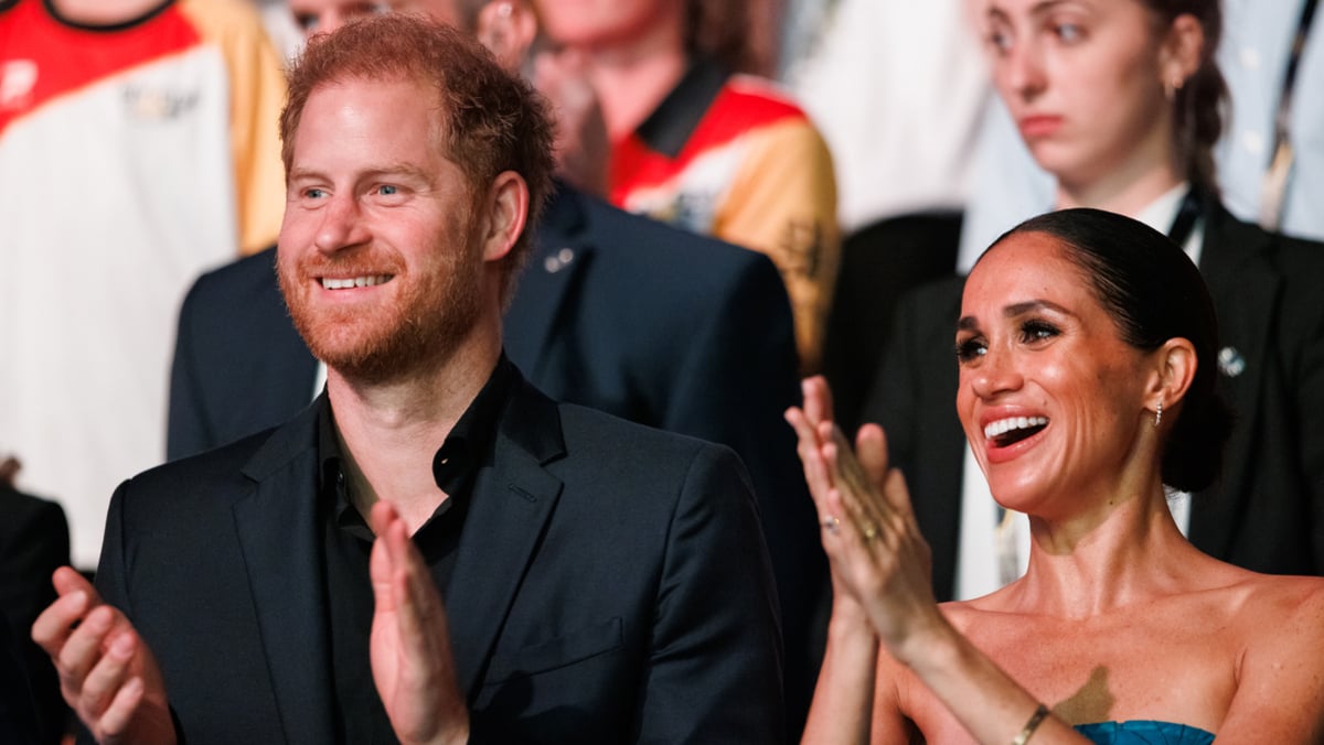 Prince Harry, Duke of Sussex and Meghan, Duchess of Sussex are seen during the closing ceremony of the Invictus Games Düsseldorf 2023 at Merkur Spiel-Arena on September 16, 2023 in Duesseldorf, Germany.