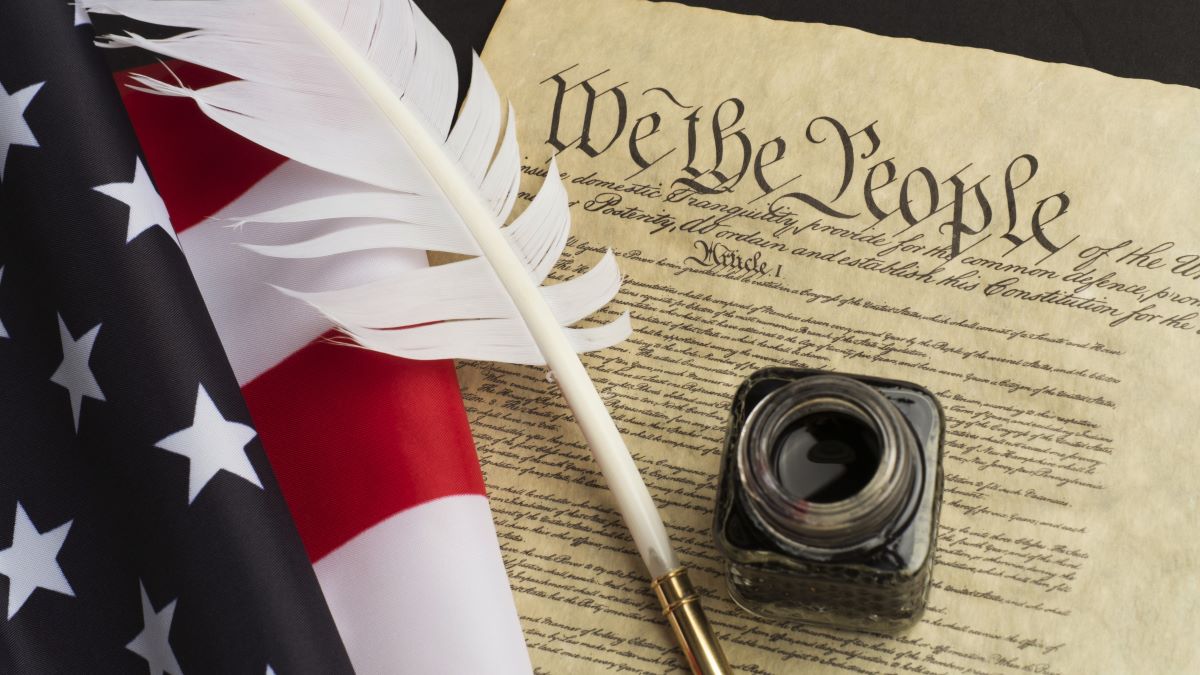 USA Constitution - stock photo USA Constitution with feather quill pen.