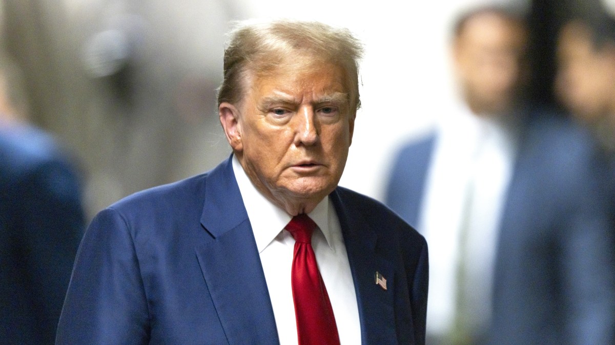 Former U.S. President Donald Trump leaves the courtroom for the day during his trial for allegedly covering up hush money payments at Manhattan Criminal Court on April 30, 2024 in New York City. Former U.S. President Donald Trump faces 34 felony counts of falsifying business records in the first of his criminal cases to go to trial. (Photo by Justin Lane-Pool/Getty Images)