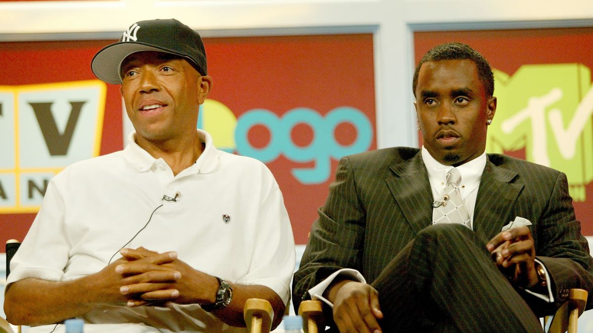 "Run's House" Producers Russell Simmons and Sean 'P. Diddy' Combs attend the MTV 2005 Television Critics Association Summer Press Tour at the Beverly Hilton Hotel on July 14, 2005 in Beverly Hills, California. "Run's House" is the first hip hop reality sitcom following the real-life drama of Reverend Run and his family. (Photo by Frederick M. Brown/Getty Images)