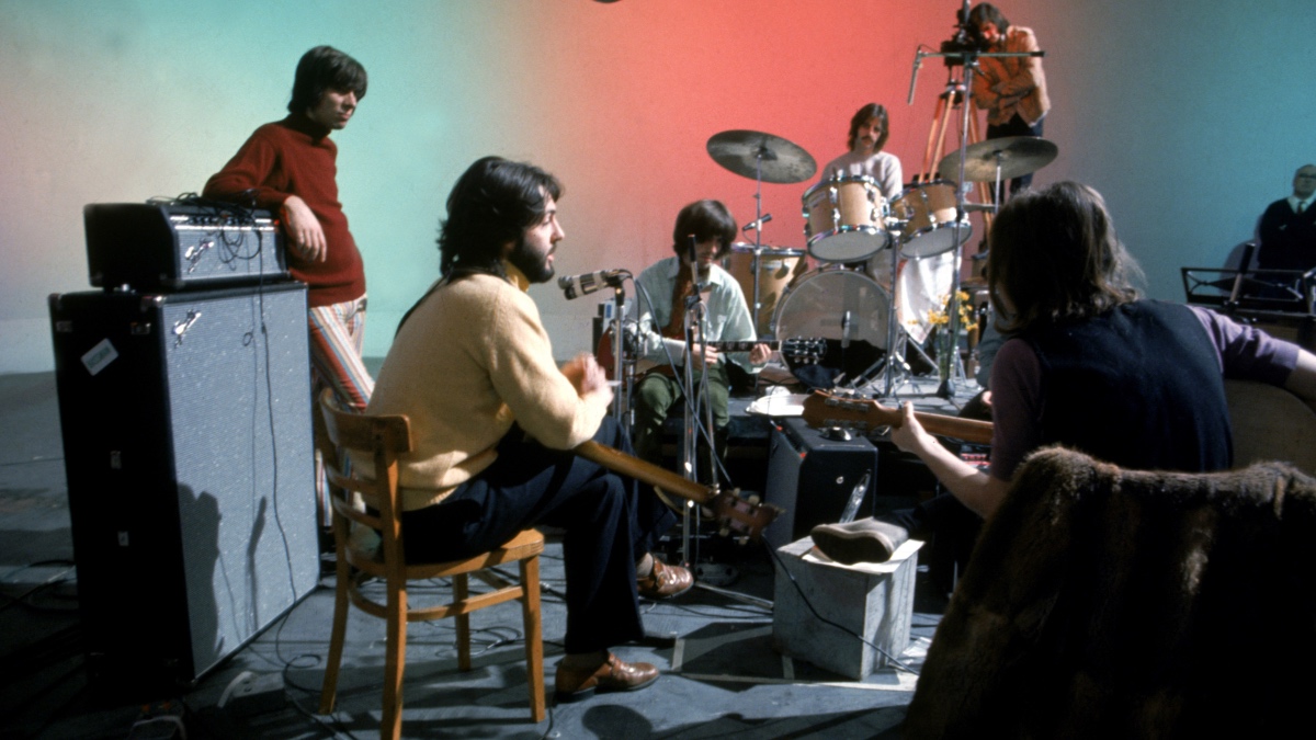 John, Paul, George, and Ringo all play together during a session at Twickenham
