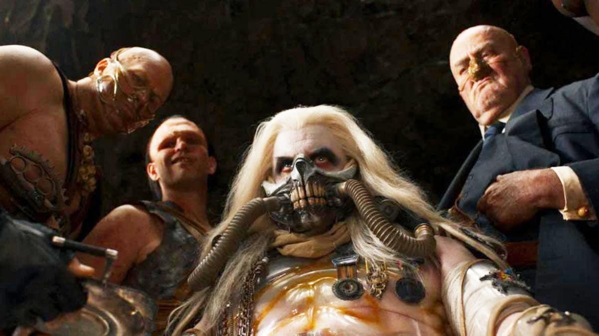 Rictus, Scrotus and the People Eater all around Immortan Joe in Furiosa: A Mad Max Saga