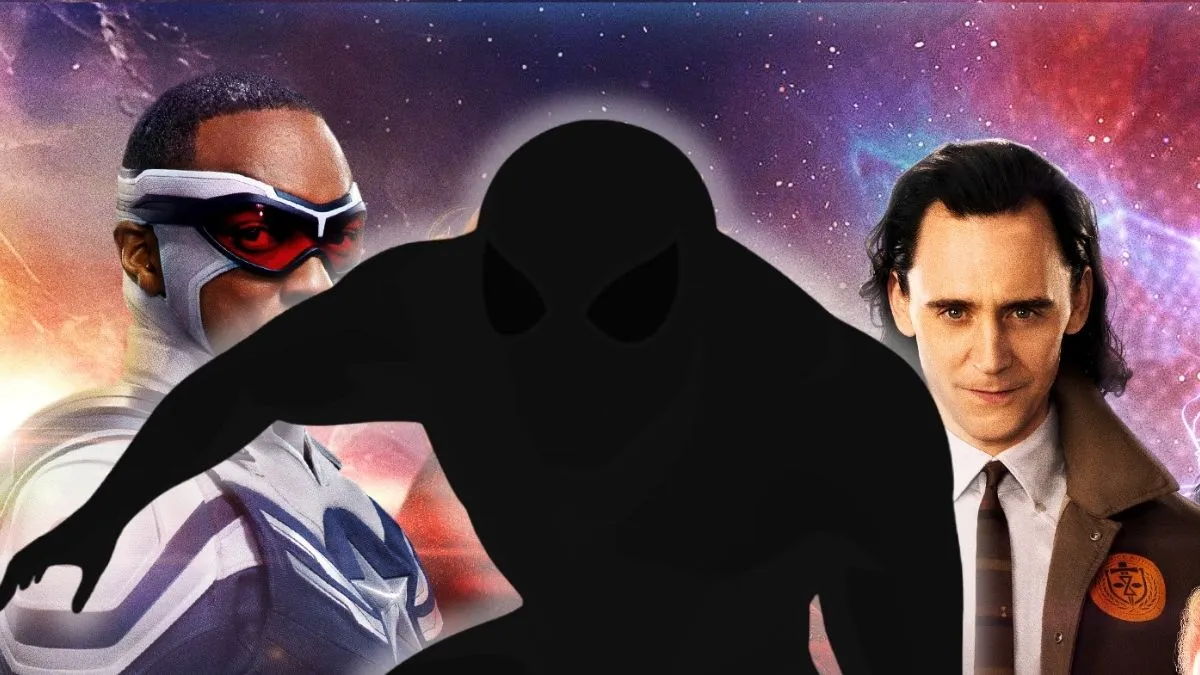 Silhouette of Spider-Man overlaid on the Marvel Disney Plus banner