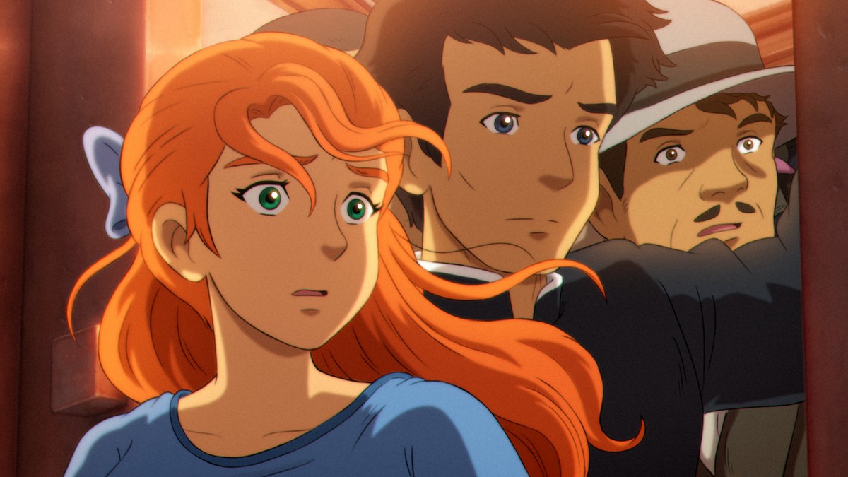 Image from the animated movie The Glassworker showing its main characters.