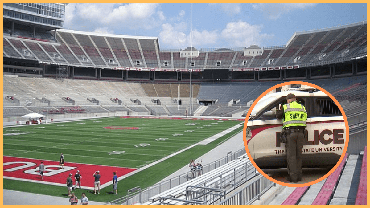 Ohio State University football stadium and OSU police officer