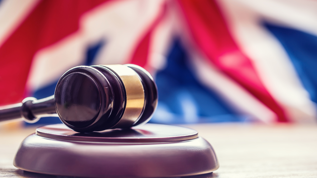 British flag and gavel.