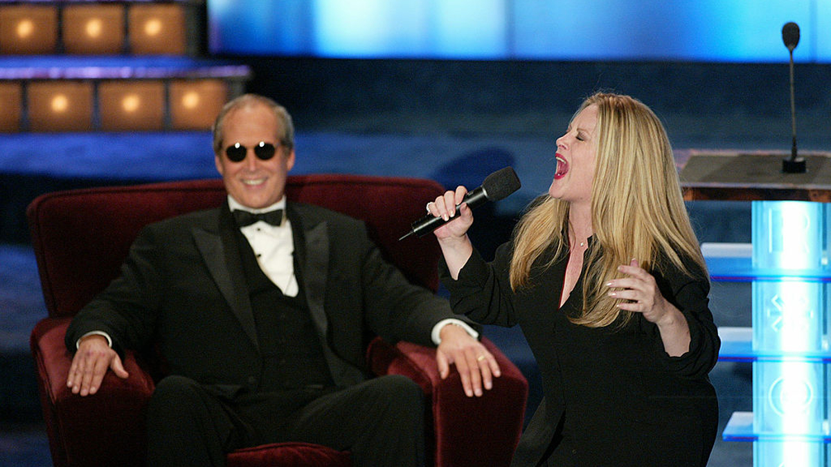 Beverly D'Angelo and Chevy Chase during "The New York Friars Club Roast of Chevy Chase" presented by Comedy Central at the New York Hilton in New York City, September 28, 2002. 