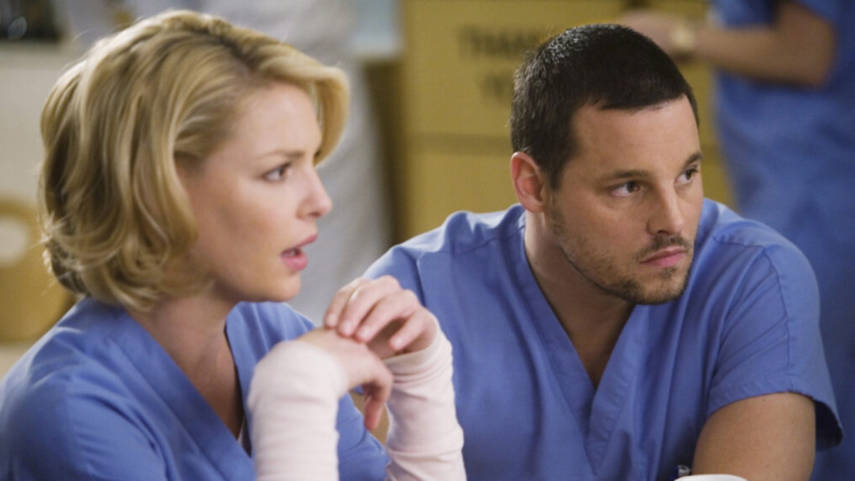 Izzie Stevens (Katherine Heigl) and Alex Karev (Justin Chambers) on Grey's Anatomy