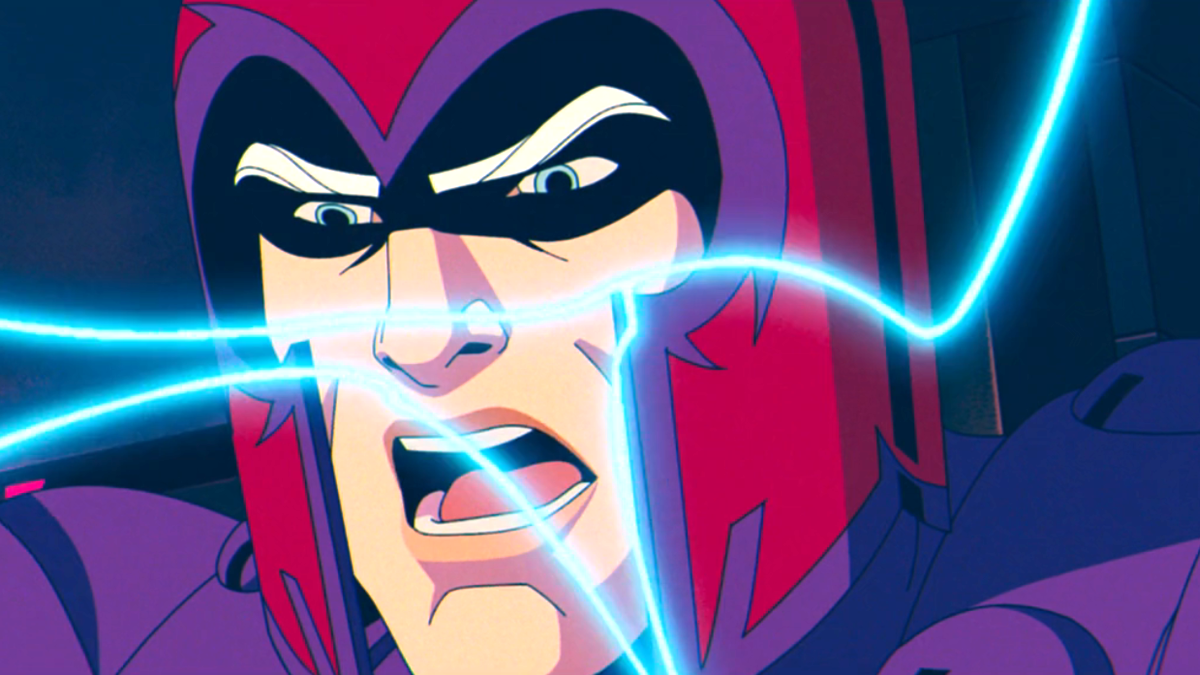 Angry Magneto surrounded by electrical energy in X-Men 97