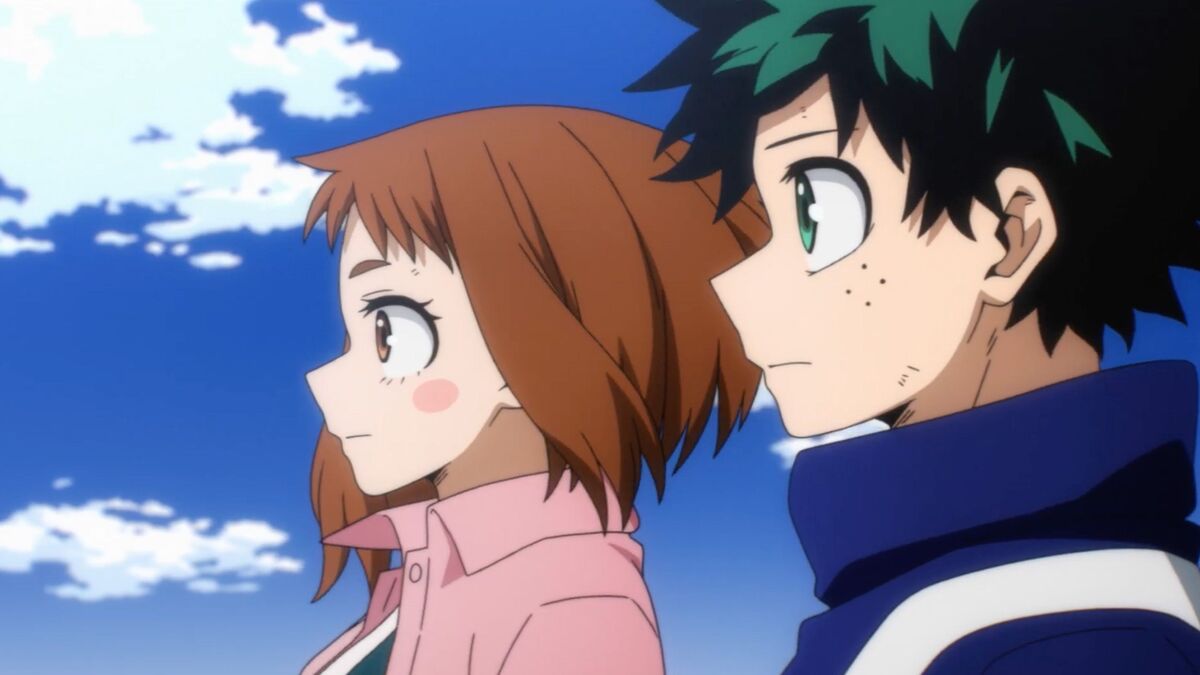 Ochaco Uraraka and Izuku Midoriya in season 7, episode 5 of My Hero Academia.