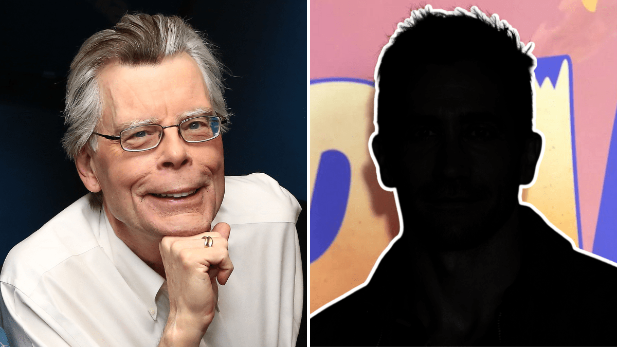 Stephen King next to a blacked-out Jake Gyllenhaal