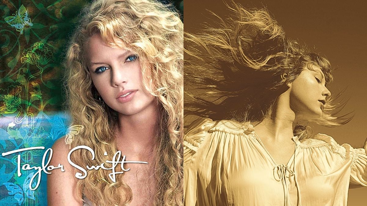 Album cover art of Taylor Swift's self-titled album and 'Fearless (Taylor's Version)'.
