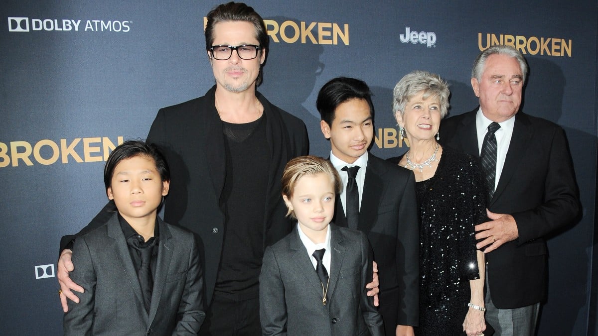 Brad Pitt with Shiloh, Pax, Maddox, and parents