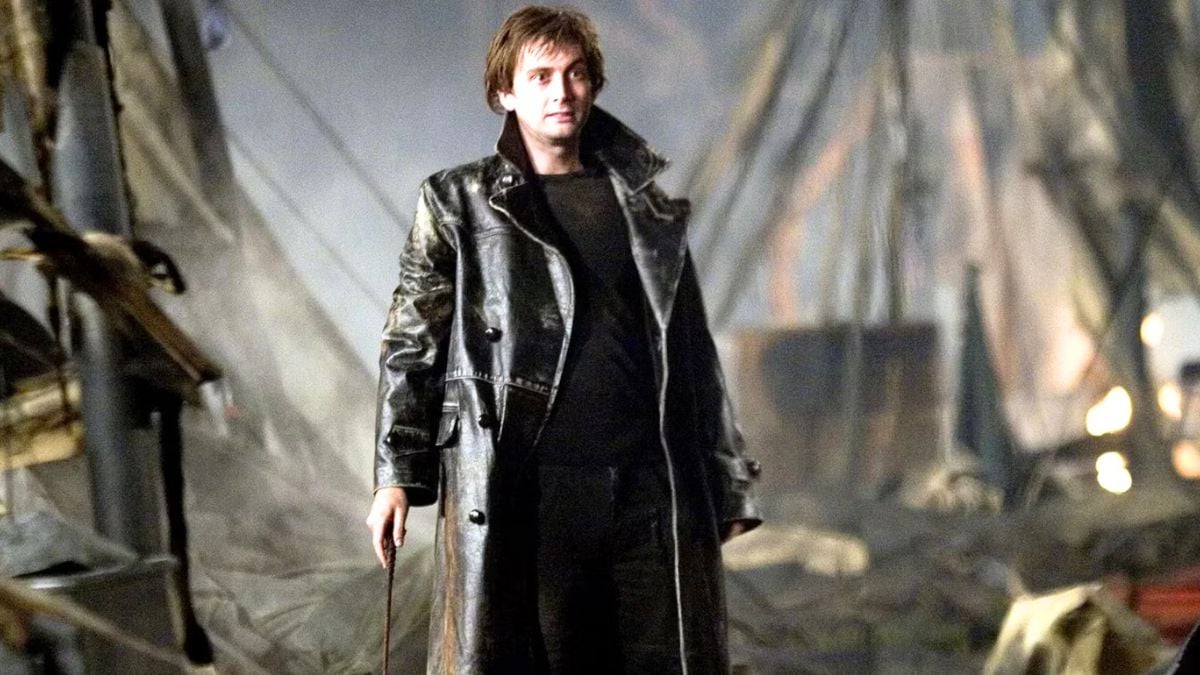 David Tennant as Barty Crouch Jr. in a leather coat in Harry Potter and the Goblet of Fire