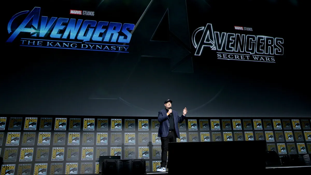 Kevin Feige, President of Marvel Studios, participates in the Marvel Studios’ Live-Action presentation at San Diego Comic-Con on July 23, 2022. 