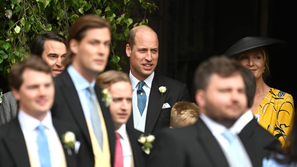 CHESTER, ENGLAND - JUNE 07: Prince William, Prince of Wales departs the wedding of The Duke of Westminster and Olivia Grosvenor, Duchess of Westminster at Chester Cathedral on June 07, 2024 in Chester, England.