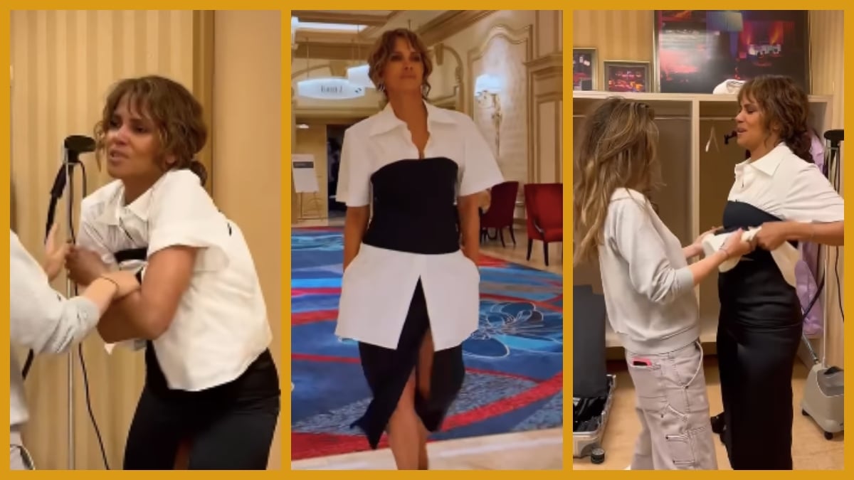 Halle Berry shares a video of her trying to take off her top